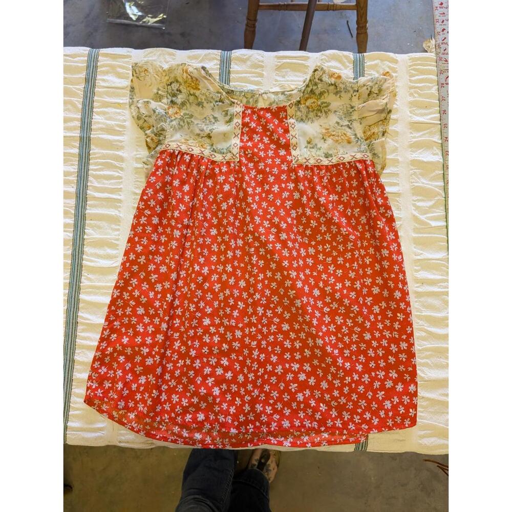 Floral Patchwork Short Sleeve Women's Top - Red